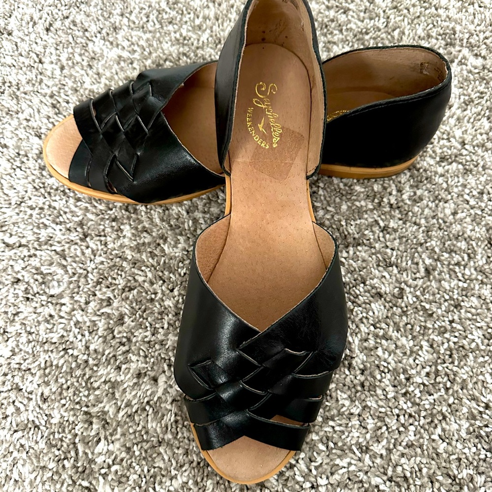 SEYCHELLES Weekenders Woven Open Toe Leather D’orsay Flats